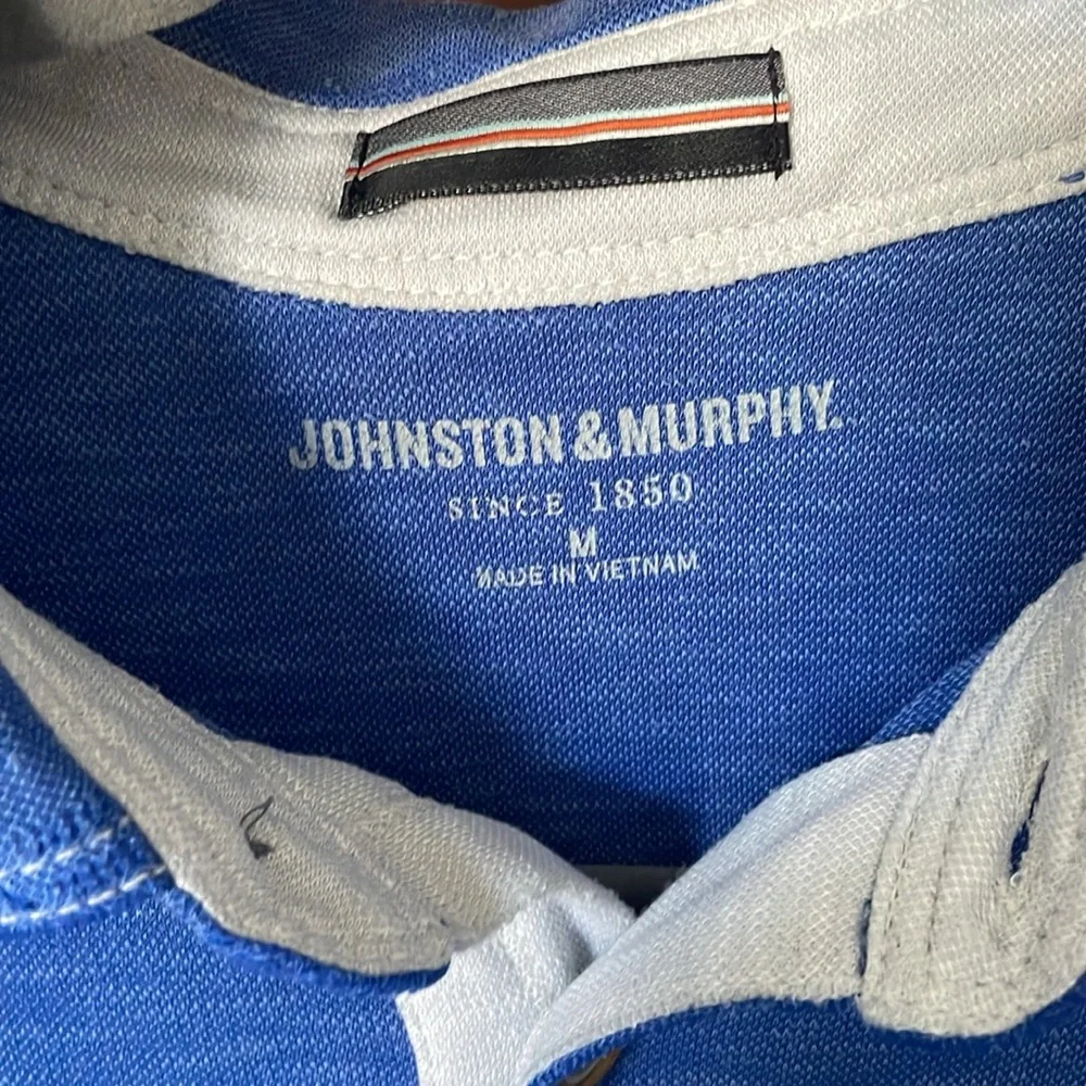 Johnston & Murphy Vintage Slub Polo Blue Size M - Picture 3 of 9